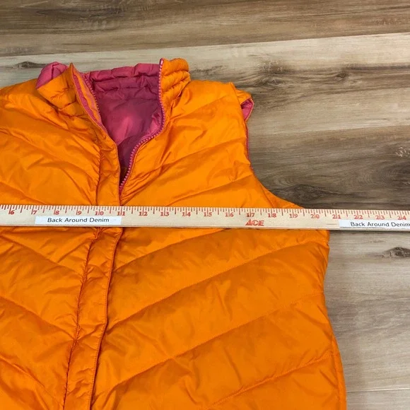 Coldwater Creek Reversible Puffer Vest Orange Pink Goose Down Womens Medium - Picture 4 of 7